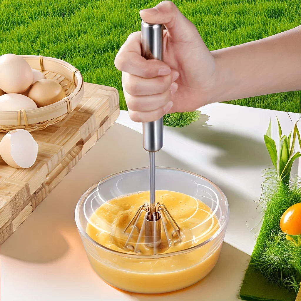 WhiskPro™ – Semi-Automatic Stainless Steel Egg Beater