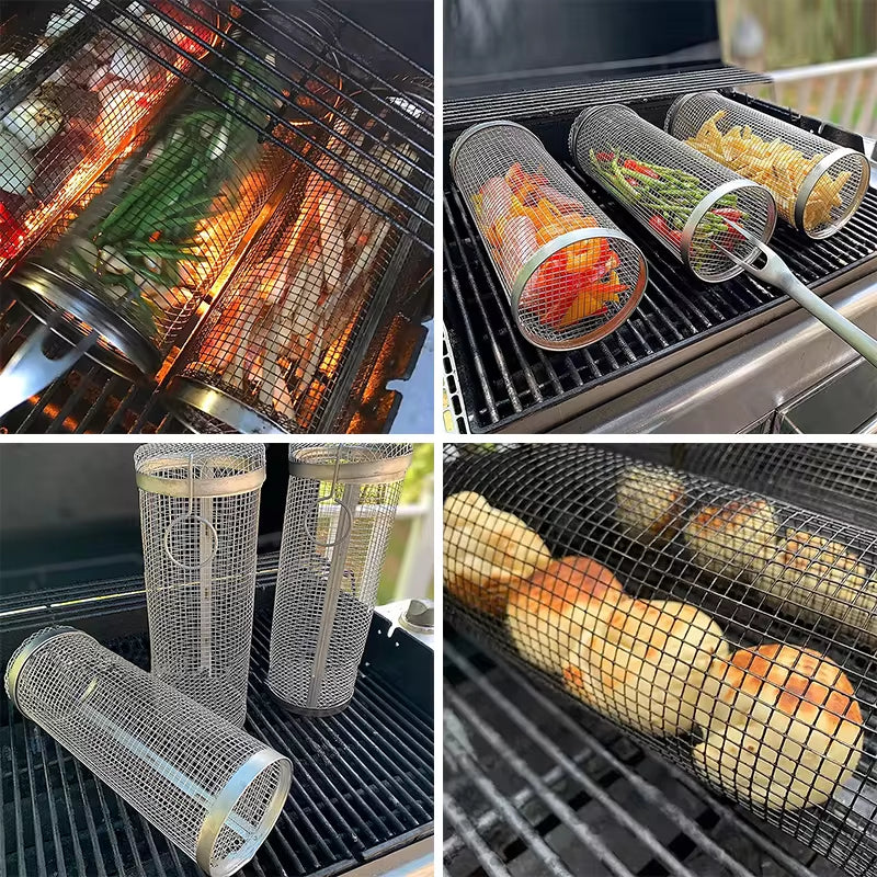 GrillRoller™ Stainless Steel Grill Basket