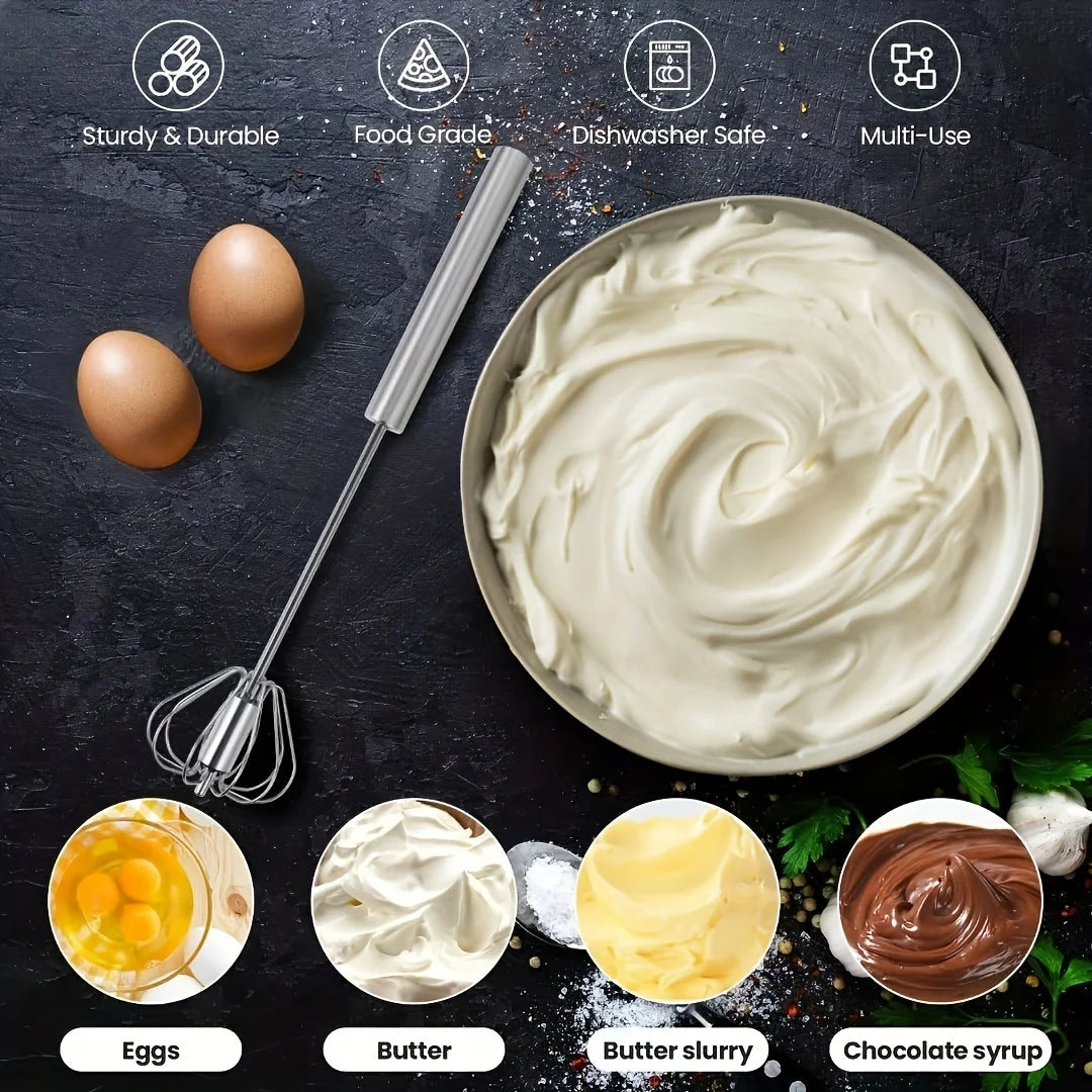 WhiskPro™ – Semi-Automatic Stainless Steel Egg Beater
