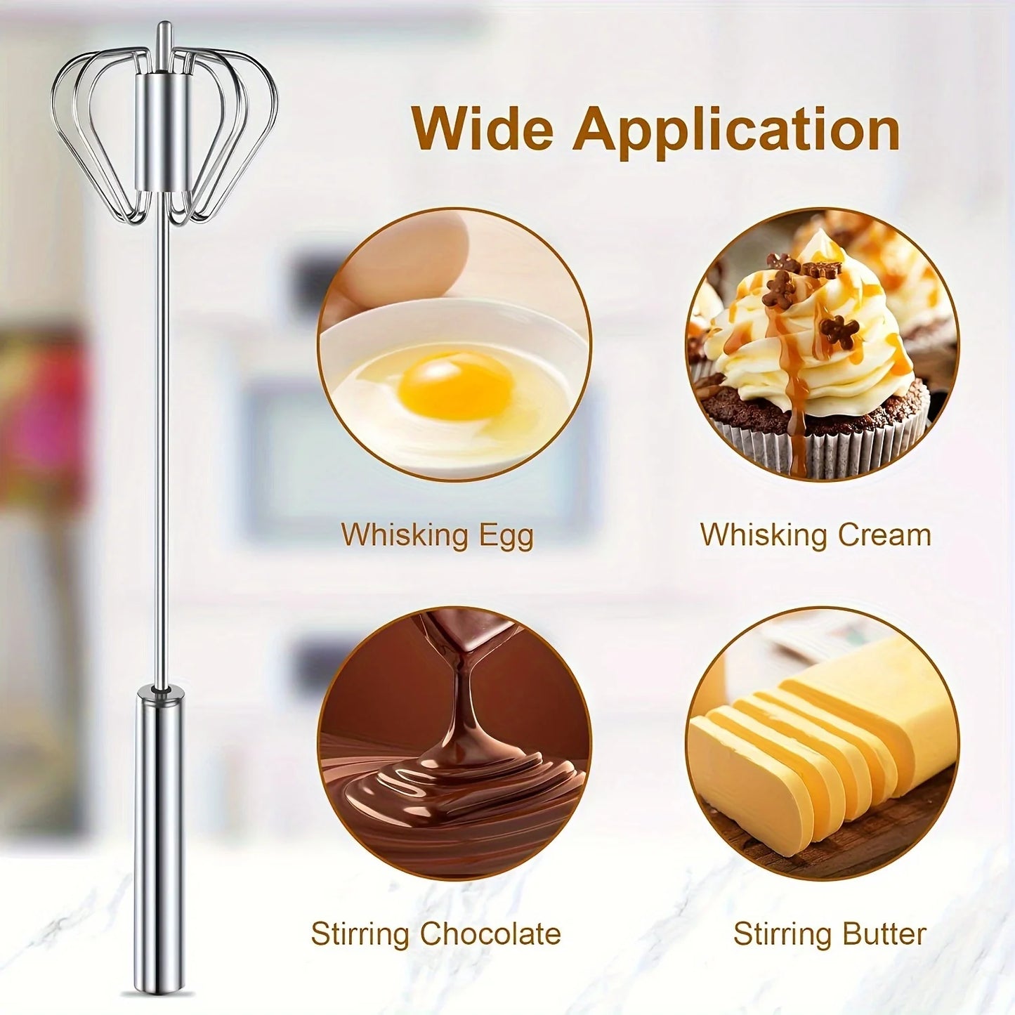 WhiskPro™ – Semi-Automatic Stainless Steel Egg Beater