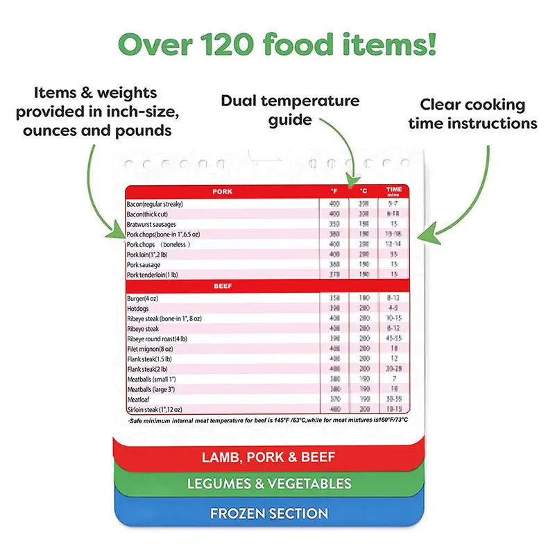 CrispChart™ – Air Fryer Magnetic Cheat Sheet & Cookbook