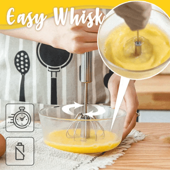WhiskPro™ – Semi-Automatic Stainless Steel Egg Beater