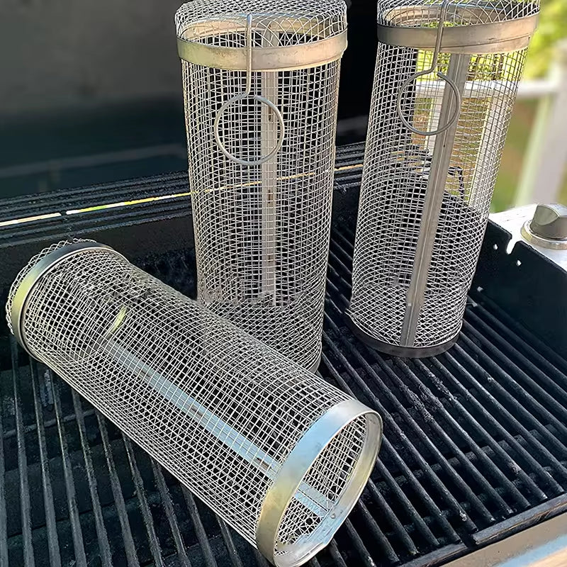 GrillRoller™ Stainless Steel Grill Basket