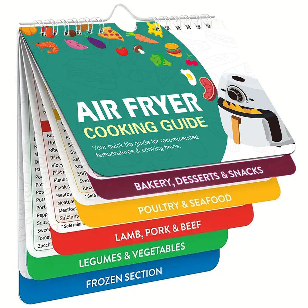 CrispChart™ – Air Fryer Magnetic Cheat Sheet & Cookbook