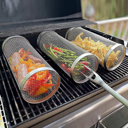 GrillRoller™ Stainless Steel Grill Basket