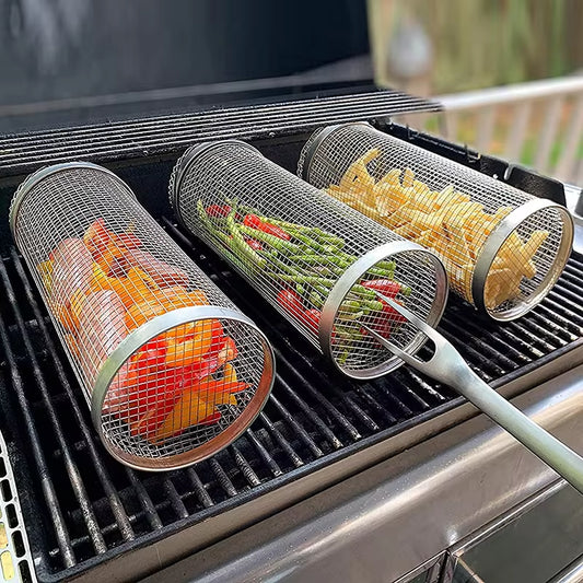 GrillRoller™ Stainless Steel Grill Basket