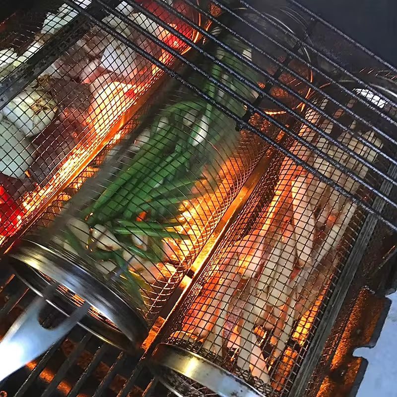 GrillRoller™ Stainless Steel Grill Basket