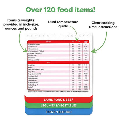 CrispChart™ – Air Fryer Magnetic Cheat Sheet & Cookbook
